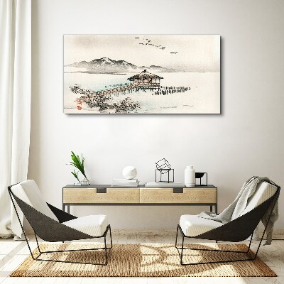 A peaceful landscape by the water Print on canvas