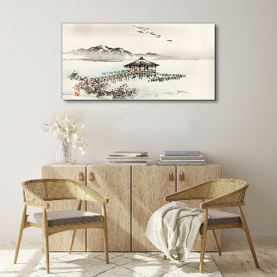 A peaceful landscape by the water Print on canvas