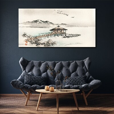 A peaceful landscape by the water Print on canvas