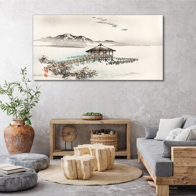 A peaceful landscape by the water Print on canvas