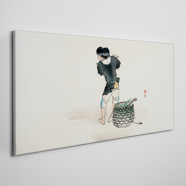 Boy with a basket Print on canvas