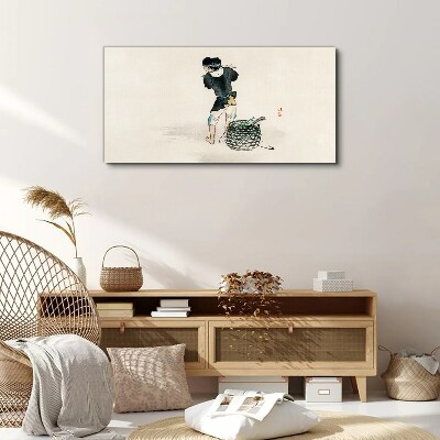 Boy with a basket Print on canvas