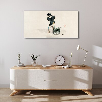Boy with a basket Print on canvas