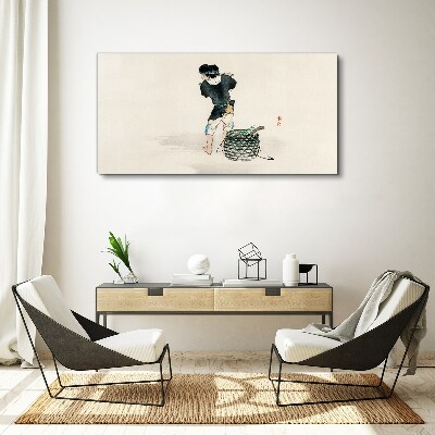 Boy with a basket Print on canvas