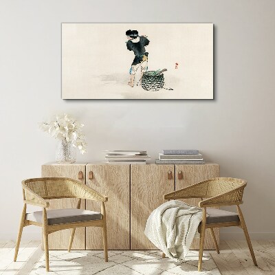 Boy with a basket Print on canvas