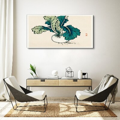 Green radish on a light background Print on canvas