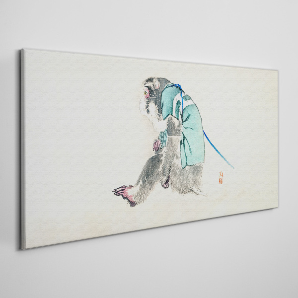 Monkey in green suit Canvas wall art