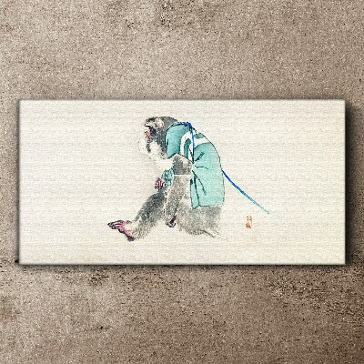 Monkey in green suit Canvas wall art