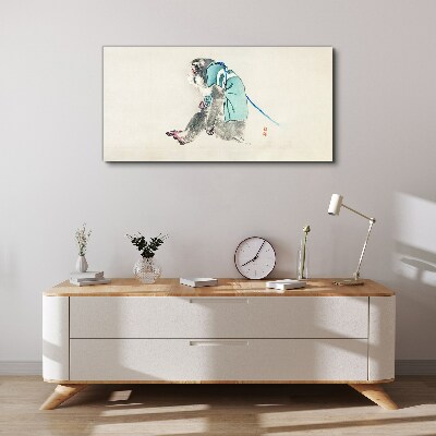 Monkey in green suit Canvas wall art