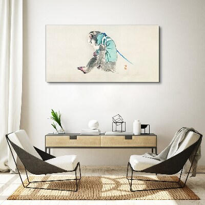 Monkey in green suit Canvas wall art