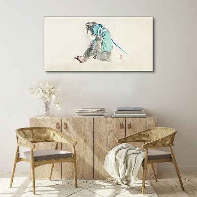 Monkey in green suit Canvas wall art