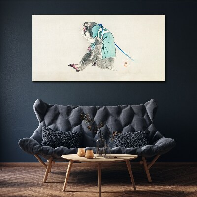 Monkey in green suit Canvas wall art