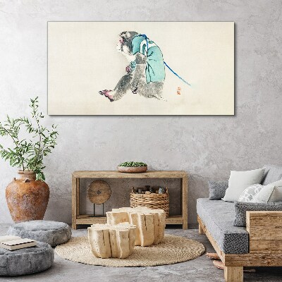 Monkey in green suit Canvas wall art