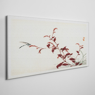 Slender branches with a dragonfly Canvas wall art