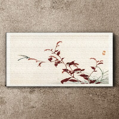 Slender branches with a dragonfly Canvas wall art