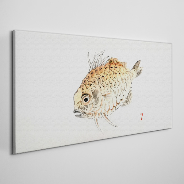 Gold fish on white background Print on canvas