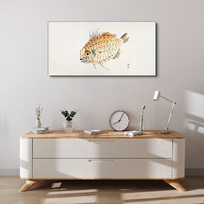 Gold fish on white background Print on canvas