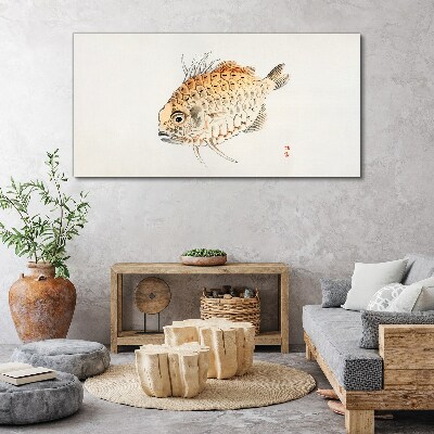 Gold fish on white background Print on canvas