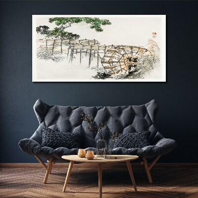 Peace at the water mill Canvas wall art