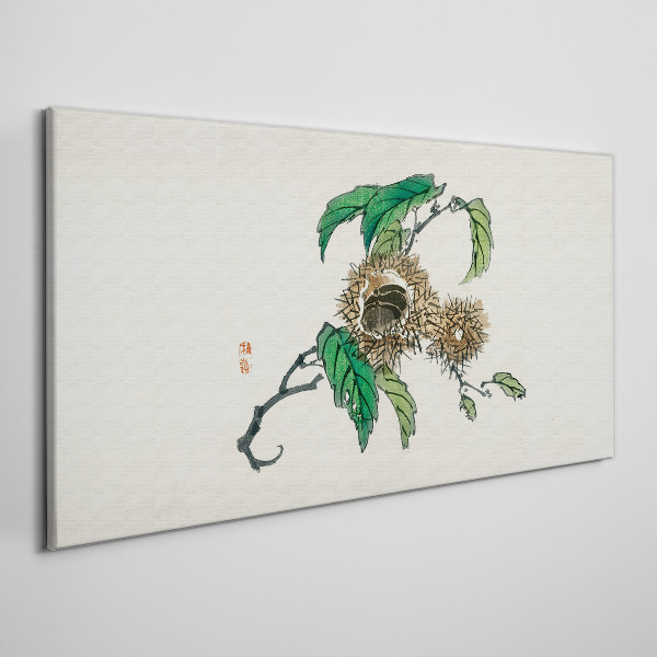 Chestnut branch with leaves Print on canvas