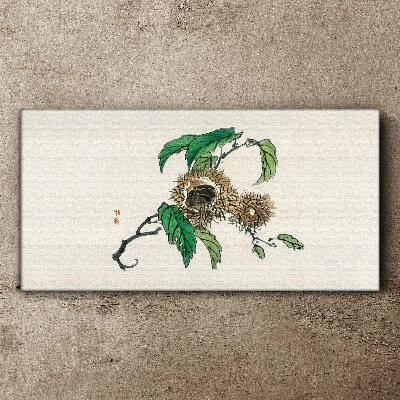 Chestnut branch with leaves Print on canvas