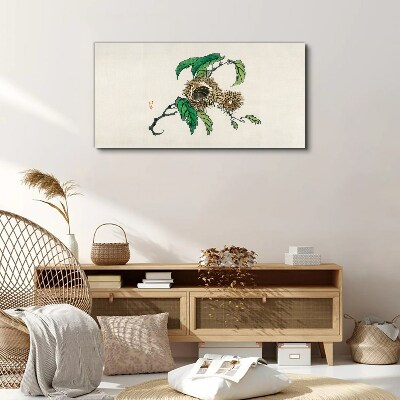 Chestnut branch with leaves Print on canvas