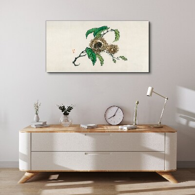 Chestnut branch with leaves Print on canvas