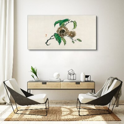 Chestnut branch with leaves Print on canvas