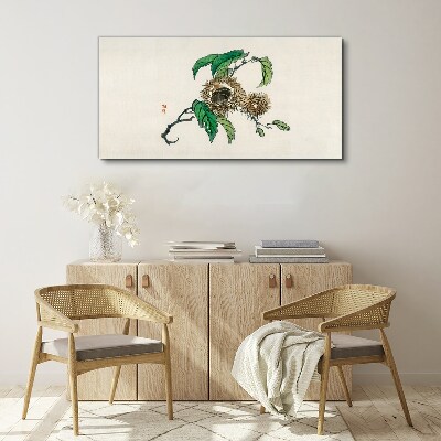 Chestnut branch with leaves Print on canvas