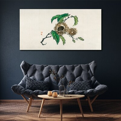 Chestnut branch with leaves Print on canvas