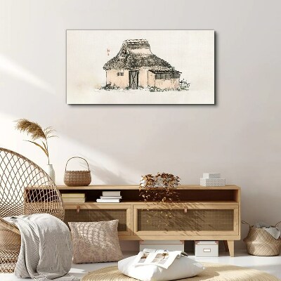 Country cottage with grass roof Canvas wall art