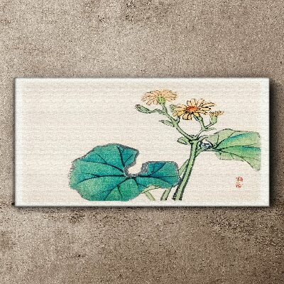 Lotus flowers and leaves Canvas wall art