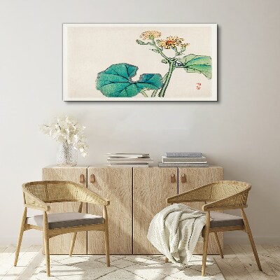 Lotus flowers and leaves Canvas wall art