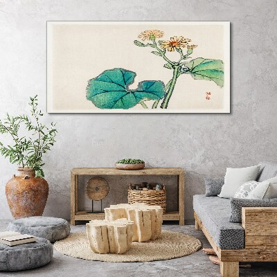 Lotus flowers and leaves Canvas wall art