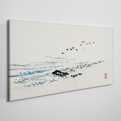 Peaceful coast with birds Print on canvas