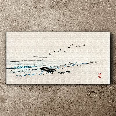 Peaceful coast with birds Print on canvas