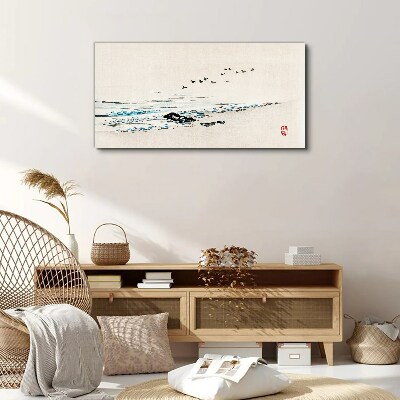 Peaceful coast with birds Print on canvas