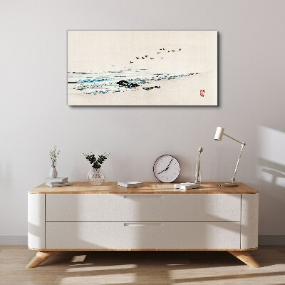 Peaceful coast with birds Print on canvas
