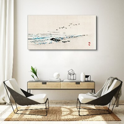 Peaceful coast with birds Print on canvas