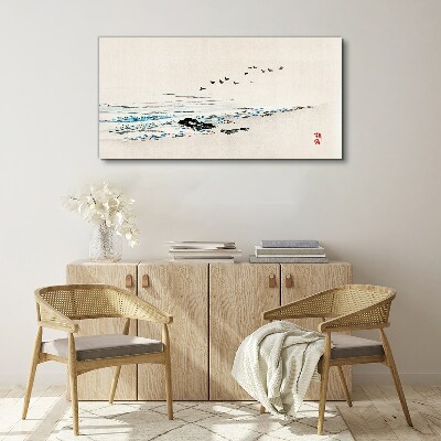 Peaceful coast with birds Print on canvas