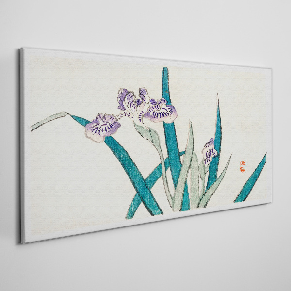 Iris flowers on a light background Canvas wall art