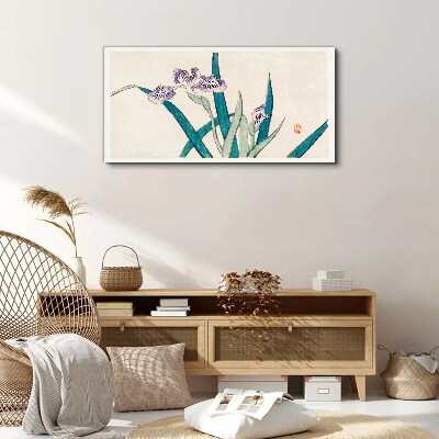 Iris flowers on a light background Canvas wall art