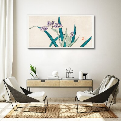 Iris flowers on a light background Canvas wall art