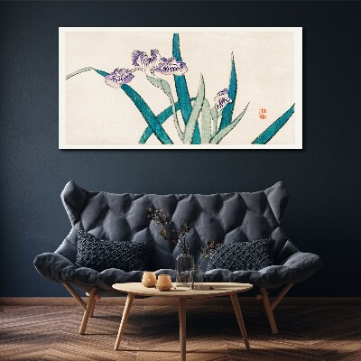 Iris flowers on a light background Canvas wall art