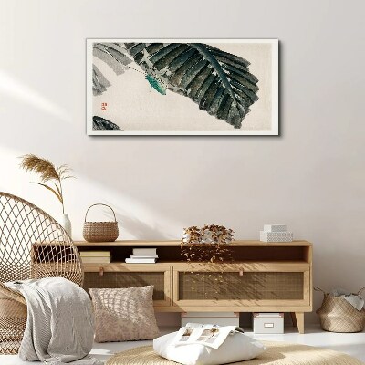 A slender insect on leaves Canvas wall art