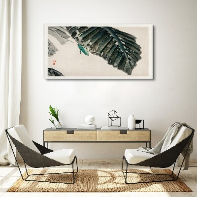 A slender insect on leaves Canvas wall art