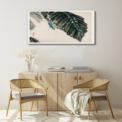 A slender insect on leaves Canvas wall art