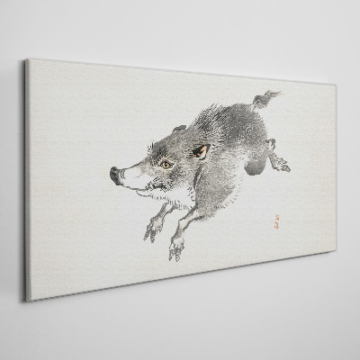 Running boar Print on canvas
