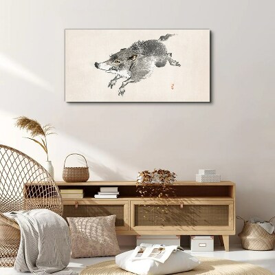 Running boar Print on canvas