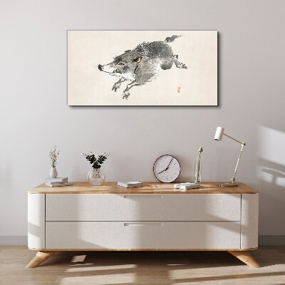 Running boar Print on canvas
